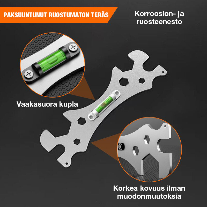 Multiværktøjsskruetrækker, grå, skridsikkert metalhåndtag, velegnet til utilgængelige steder, holdbart rustfrit stål