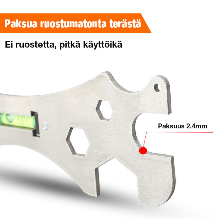 Multiværktøjsskruetrækker, grå, skridsikkert metalhåndtag, velegnet til utilgængelige steder, holdbart rustfrit stål
