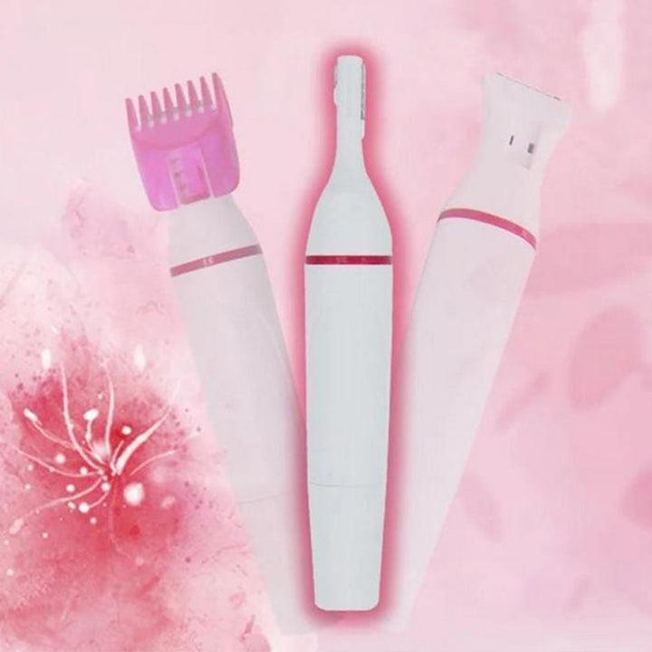 Multifunktionel 5-i-1 dame epilator, pink, til glat hud, til våd og tør brug, USB-opladelig