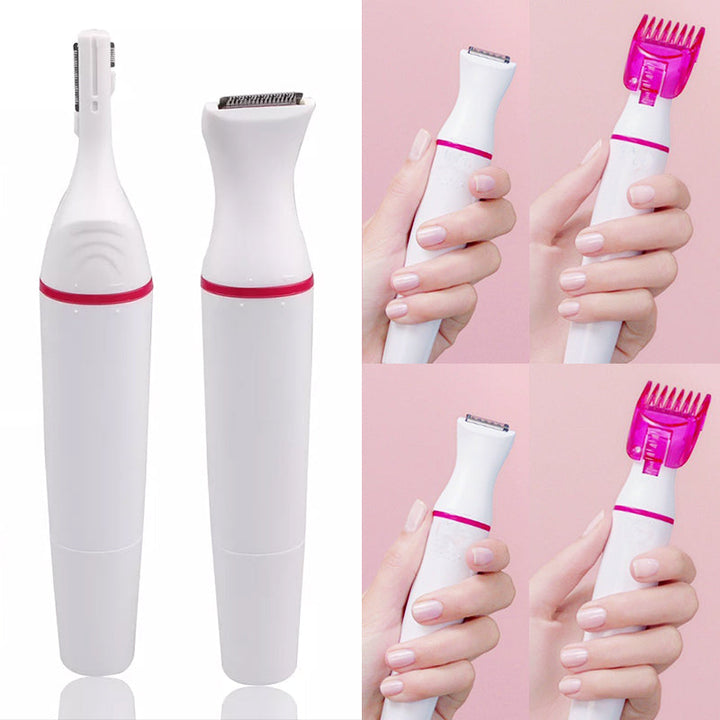 Multifunktionel 5-i-1 dame epilator, pink, til glat hud, til våd og tør brug, USB-opladelig
