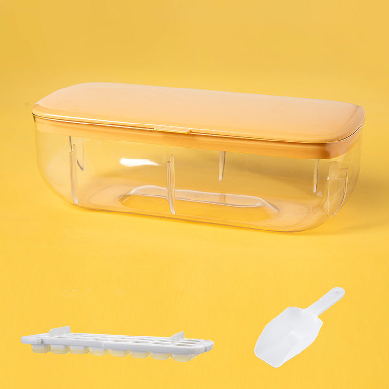 Multifunktionel BPA-fri iskasse, fødevaresikker plast-silikone, gul, 24 isterninger, hjemmeopbevaring