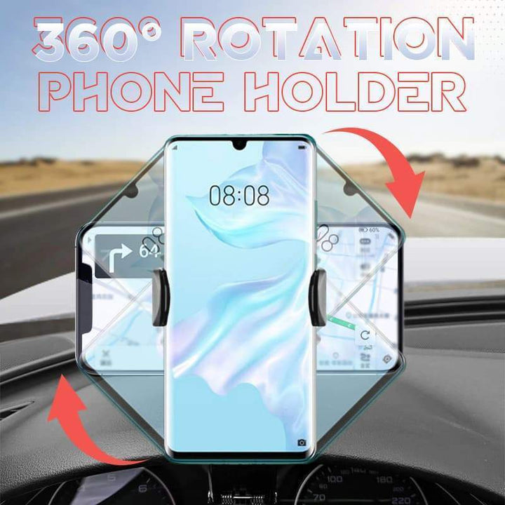 Multifunktionel skridsikker biltelefonholder, sort, 360° rotation, passer til alle 4-7 tommer enheder, plastik, til bilen.