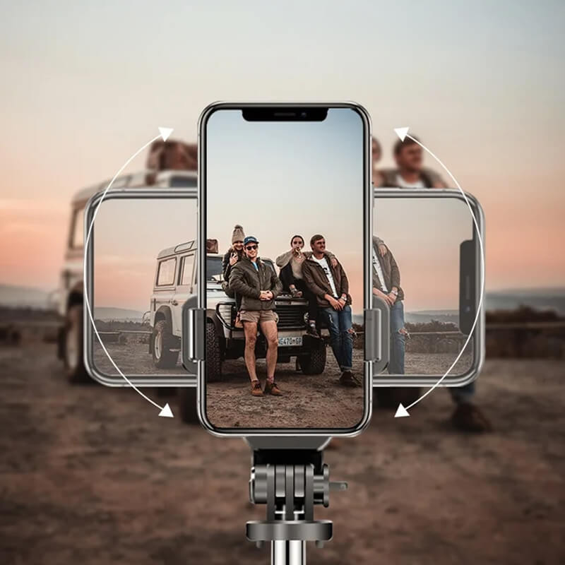 "Monitoiminen selfie stick jalusta valoilla, pitkä jatkotanko, muokattava korkeus, sopii älypuhelimille, musta tai valkoinen.