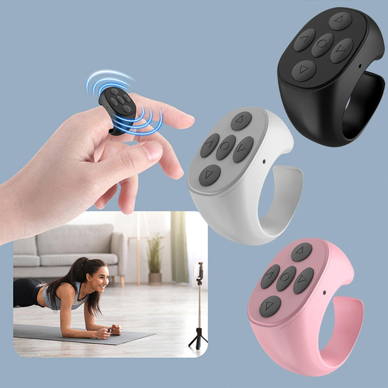 Multifarvet Bluetooth-ringkontrol, ringformet design, trådløs og let, smartphonekontrol fra fingerspidsen.