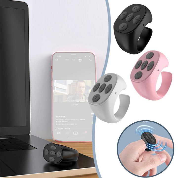 Multifarvet Bluetooth-ringkontrol, ringformet design, trådløs og let, smartphonekontrol fra fingerspidsen.