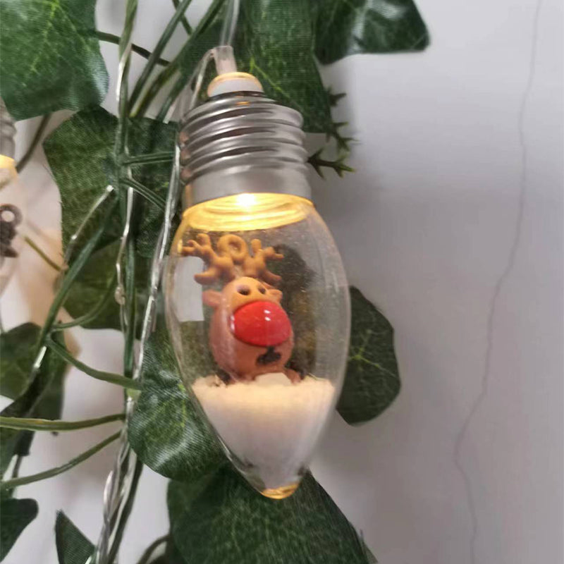 Monivärinen Joulu LED-valosarja, sisältää joulupukin, lumiukon ja poron muotoiset valot, luoden värikkään juhlatunnelman.