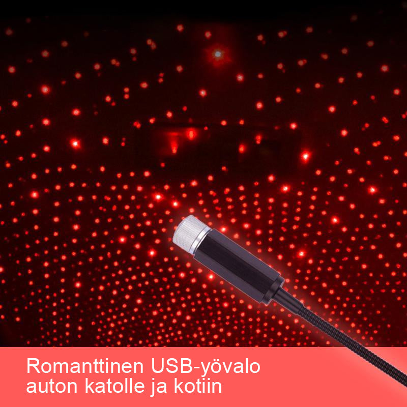 Multifarvet USB LED natlys med dynamisk design og stjernehimmel effekt skaber romantisk atmosfære.