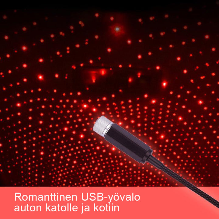 Multifarvet USB LED natlys med dynamisk design og stjernehimmel effekt skaber romantisk atmosfære.