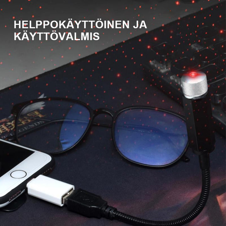 Multifarvet USB LED natlys med dynamisk design og stjernehimmel effekt skaber romantisk atmosfære.