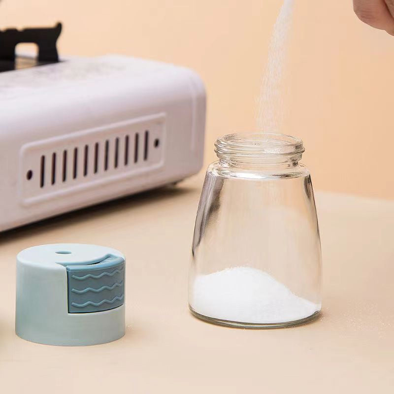 Multifarvede glas salt- og peberkværne med farverige låg, 180ml kapacitet til opbevaring af køkkenkrydderier
