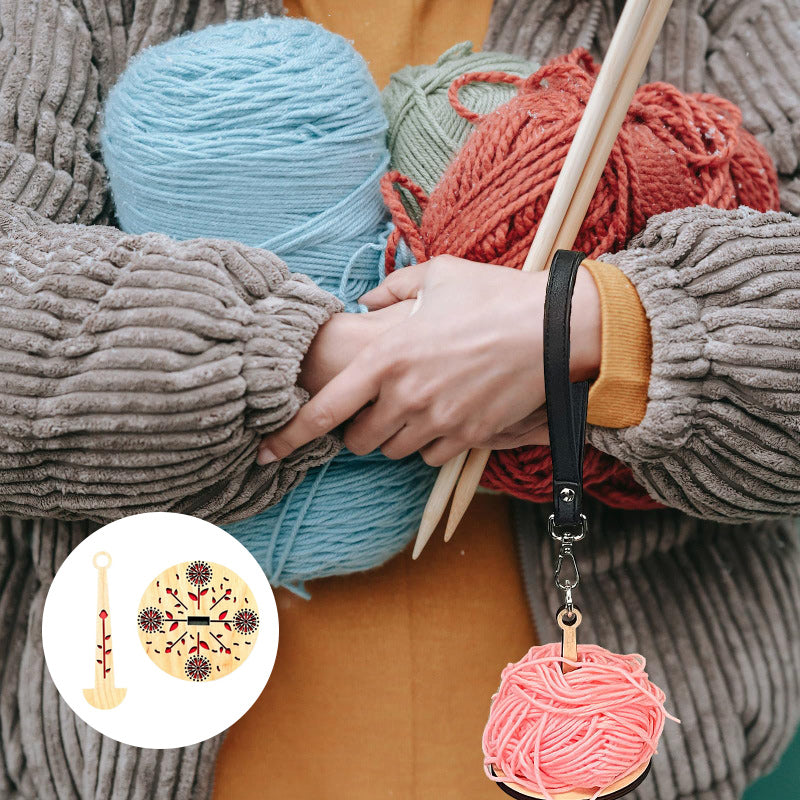 Flerfarvet træ garnholder, moderne håndarbejde, stor kapacitet, nem at bruge, til stilfuld opbevaring.