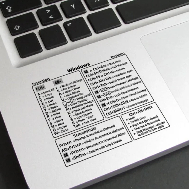 Multifarvede Windows-genvejstaster-klistermærker, klare farver, tydelige symboler, 8x8 cm, forbedrer computerbrug.