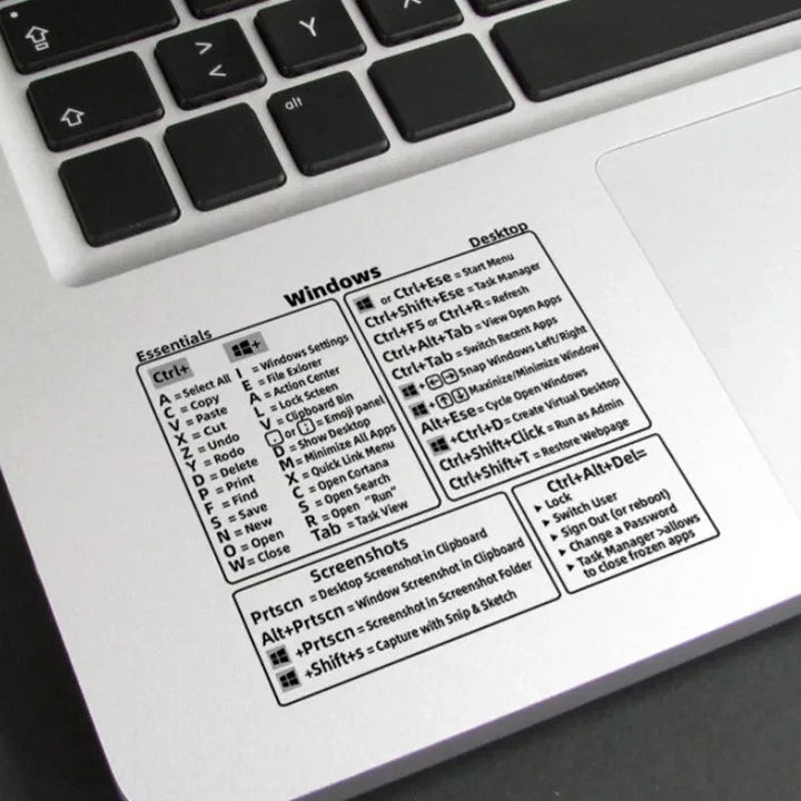 Multifarvede Windows-genvejstaster-klistermærker, klare farver, tydelige symboler, 8x8 cm, forbedrer computerbrug.