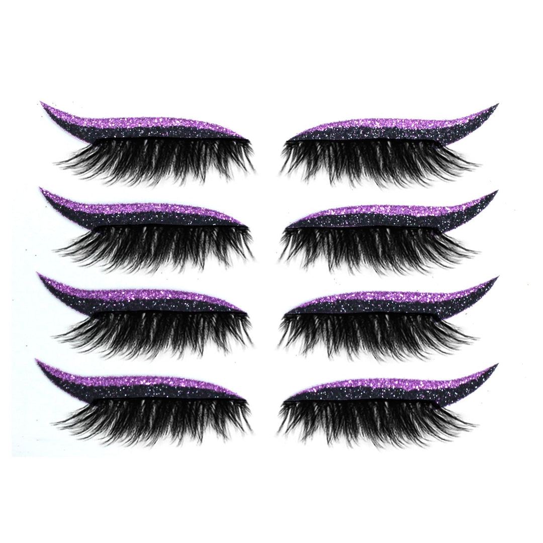 "Moniväriset eyeliner- ja ripsitarrat aseteltuina kauniisti. Näyttävät, uudelleen käytettävät, vedenkestävät ja unisex."