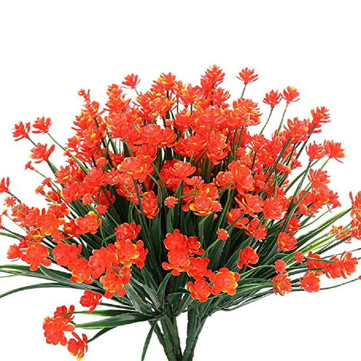 Flerfarvede kunstige prydblomster til haven, syv-grenet design, lyse farver tilføjer vitalitet og skønhed.