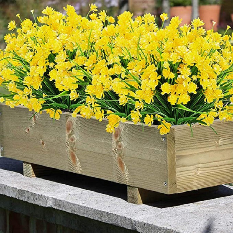 Flerfarvede kunstige prydblomster til haven, syv-grenet design, lyse farver tilføjer vitalitet og skønhed.