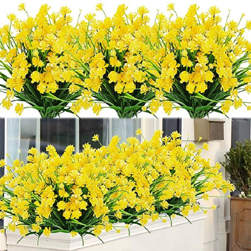 Flerfarvede kunstige prydblomster til haven, syv-grenet design, lyse farver tilføjer vitalitet og skønhed.