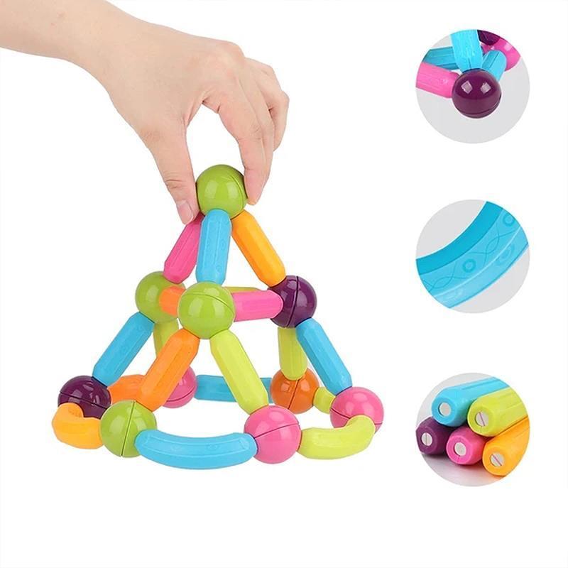 Unisex magnetiske byggeklodser i pastel til børn, forskellige størrelser og former, udvikler kreativitet og fantasi.