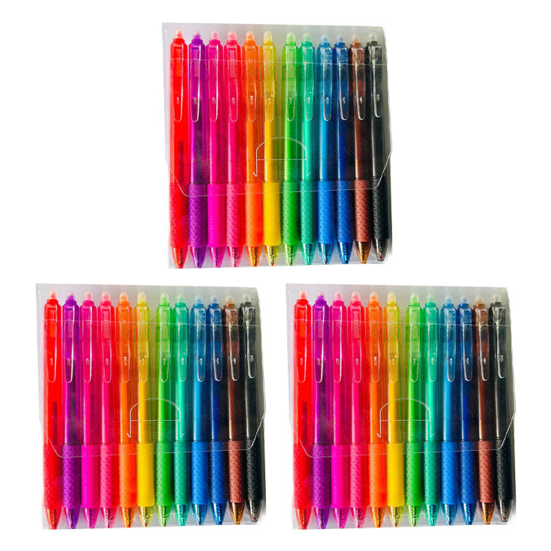 Multifarvede sletbare gel notes penne 12 stk., jævn skrivning, sletbar blæk, levende nuancer, ergonomisk greb.