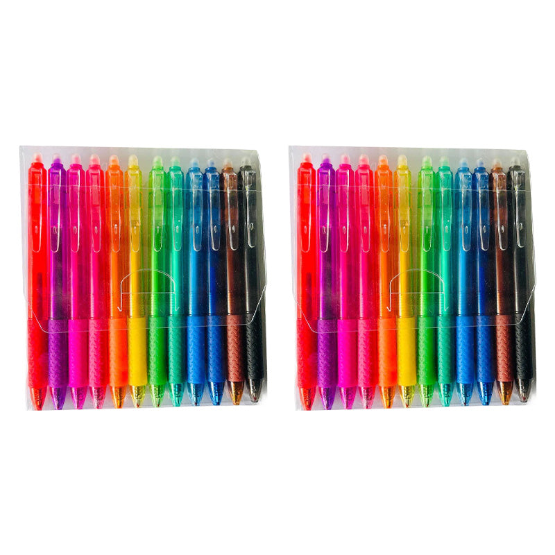 Multifarvede sletbare gel notes penne 12 stk., jævn skrivning, sletbar blæk, levende nuancer, ergonomisk greb.