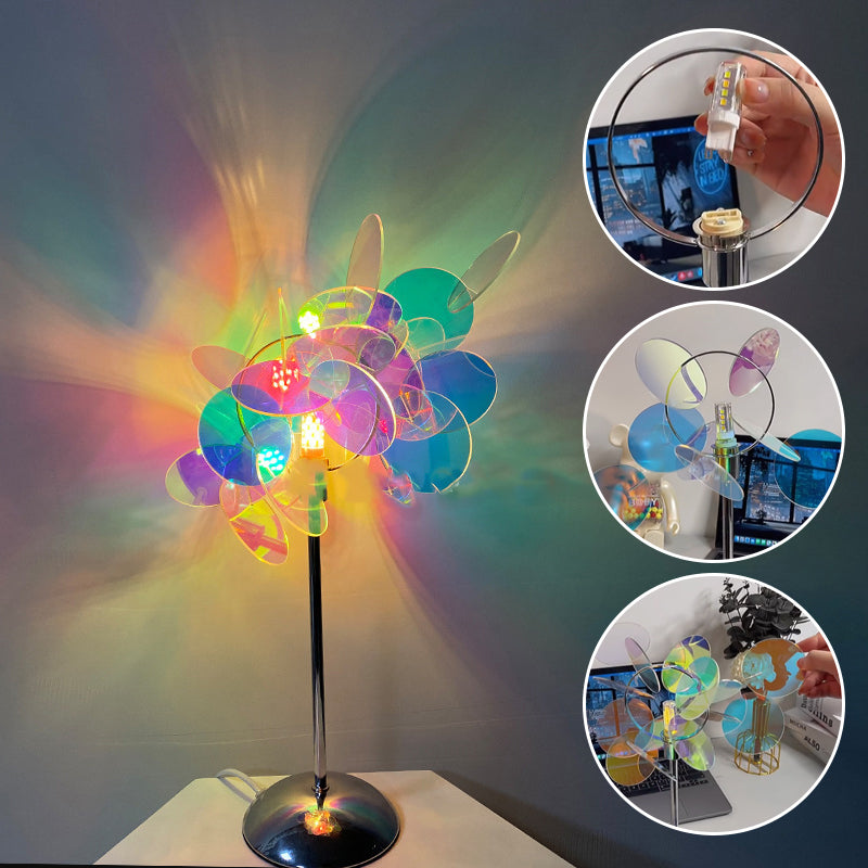 Tilamæssig akryl LED-bordlampe, stilfuld formbar lampeskærm, metalbase, kreativ belysning til skrivebordet.