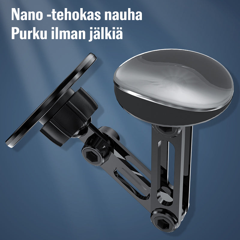 Sort, 360° drejelig mobiltelefonholder til bil, minimalistisk design; nem og sikker telefonbrug under kørsel.