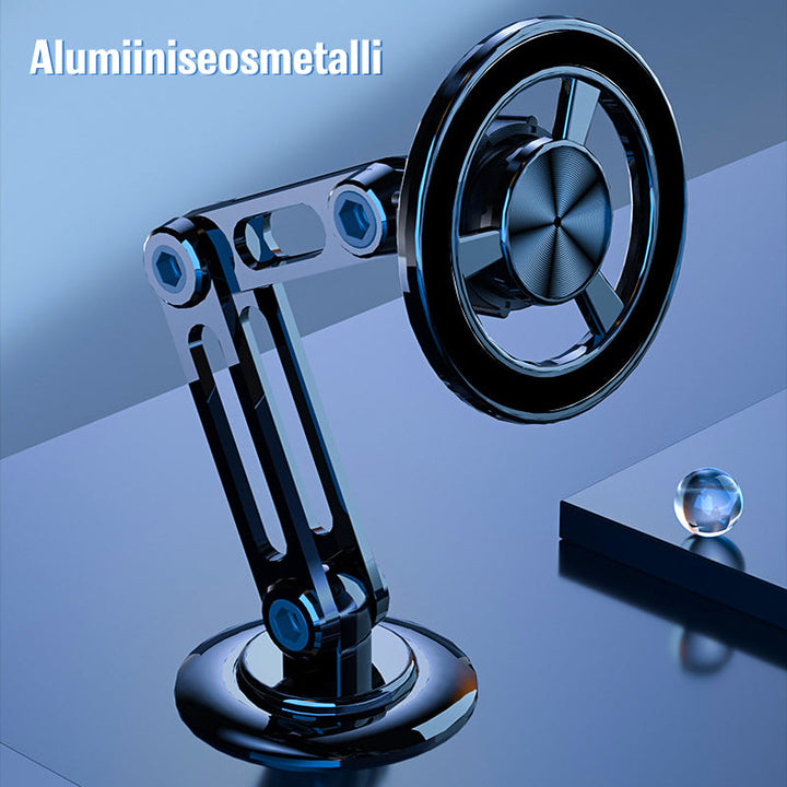 Sort, 360° drejelig mobiltelefonholder til bil, minimalistisk design; nem og sikret telefonbrug under kørsel.