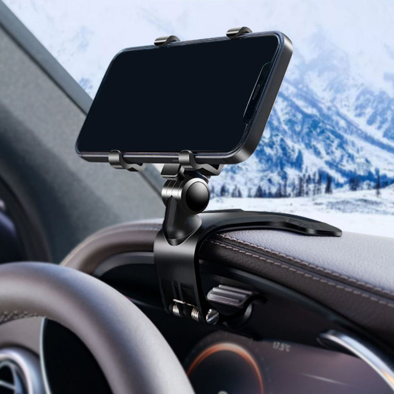 "Musta 360º kojelauta puhelinteline autoon, tyylikäs ja vakaa, helppo kiinnittää, optimaalinen katselukulma."