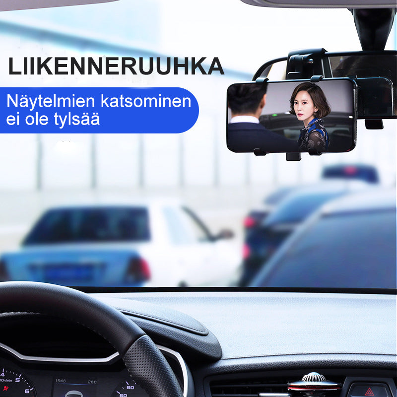 Musta 360° säädettävä auton kojelaudan puhelinteline, lujasti paikallaan pitäen turvalliseen ajamiseen, tyylikäs ja kestävä.