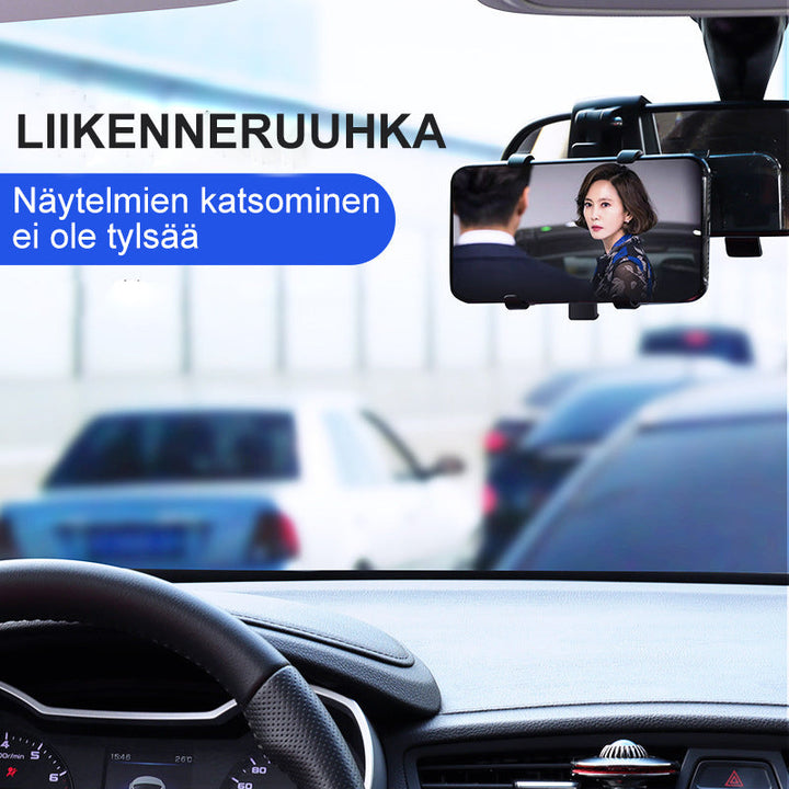 Musta 360° säädettävä auton kojelaudan puhelinteline, lujasti paikallaan pitäen turvalliseen ajamiseen, tyylikäs ja kestävä.