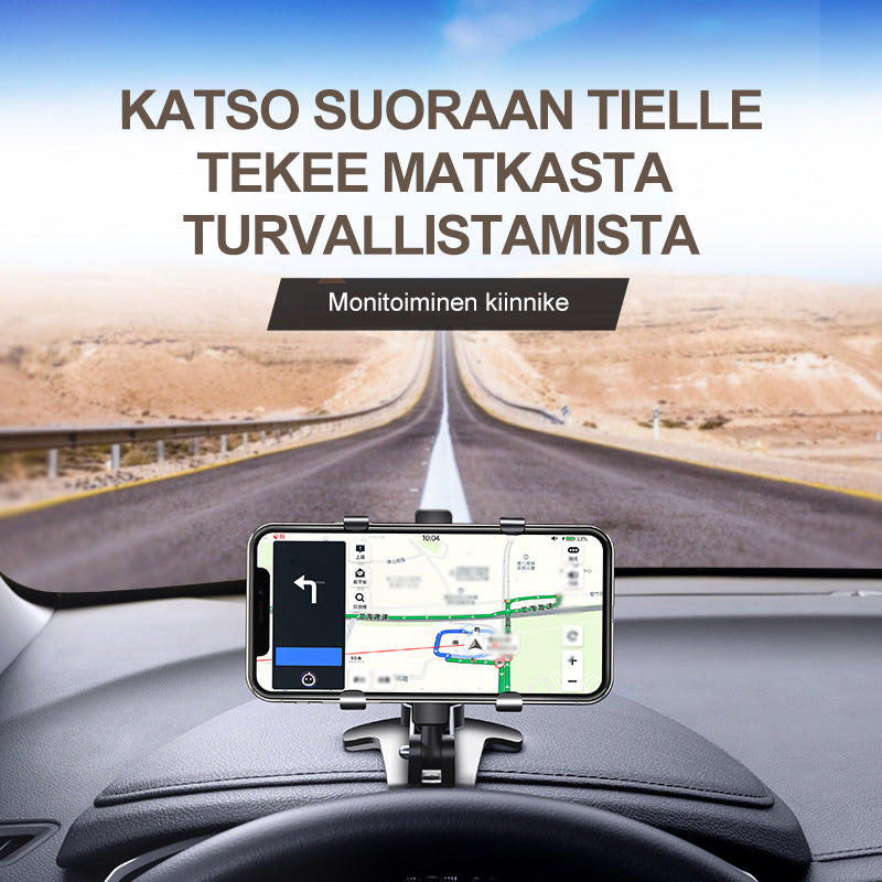 Musta 360° säädettävä auton kojelaudan puhelinteline, lujasti paikallaan pitäen turvalliseen ajamiseen, tyylikäs ja kestävä.