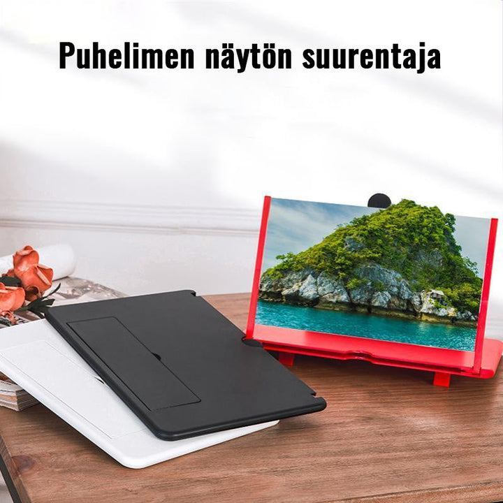 Mænds 3D telefon skærm forstørrer i sort, let design, 12" skærm, passer til alle smartphones, kraftfuld HD-zoom.