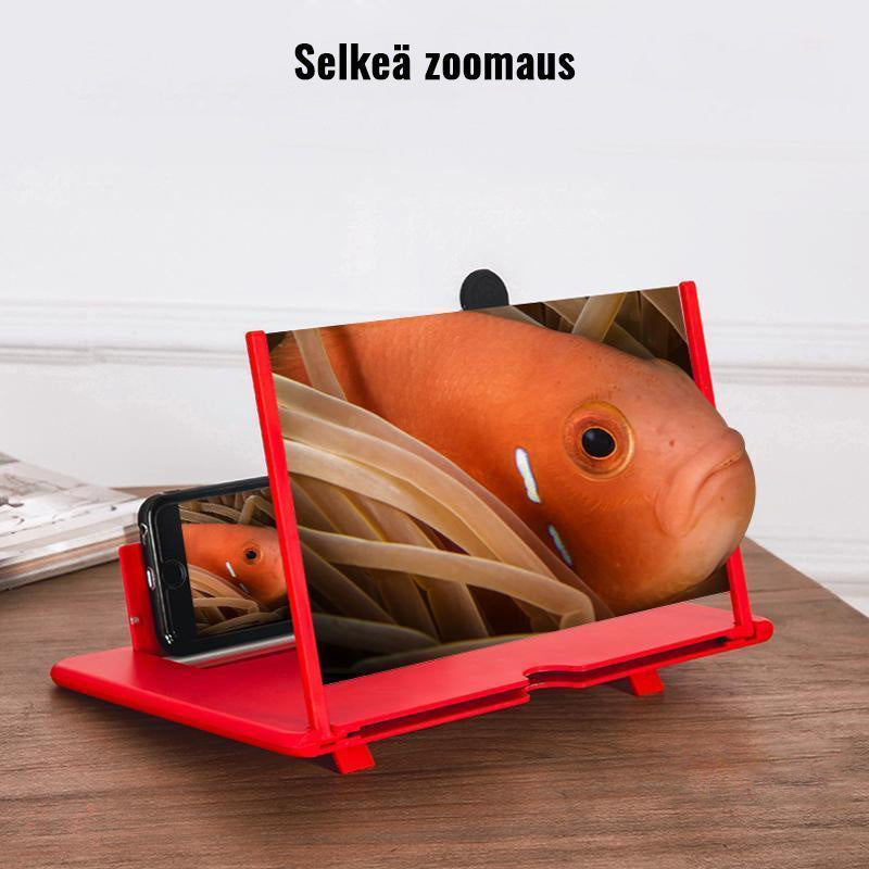 Mænds 3D telefon skærm forstørrer i sort, let design, 12" skærm, passer til alle smartphones, kraftfuld HD-zoom.