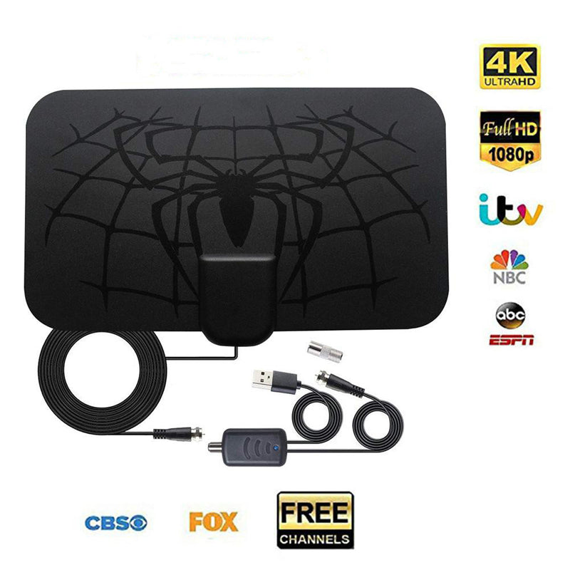 Sort digital TV-antenne, HD-kanaler, nem installation, moderne hjem, god signalmodtagelse.