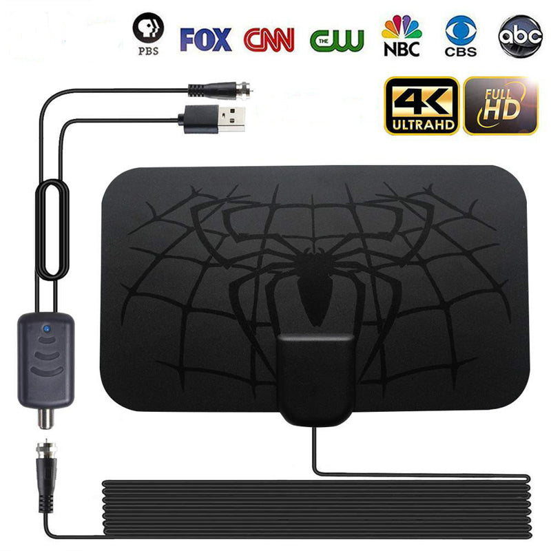 Sort digital TV-antenne, HD-kanaler, nem installation, moderne hjem, god signalmodtagelse.