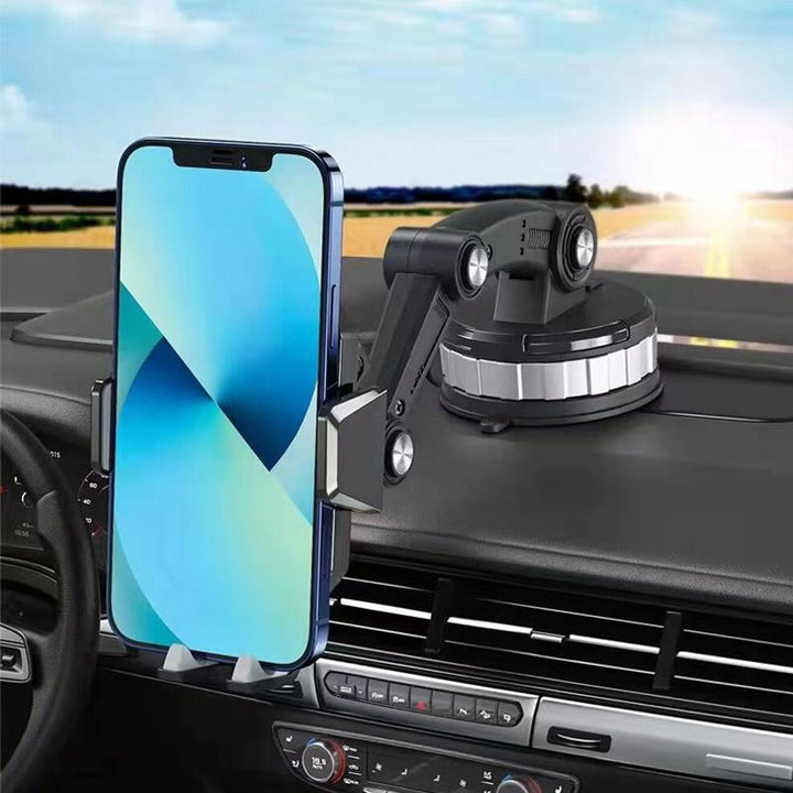 Sort mobilholder til bil med sugekop, moderne design, stærkt greb, 360 graders rotation, tilbehør til bil og værktøj