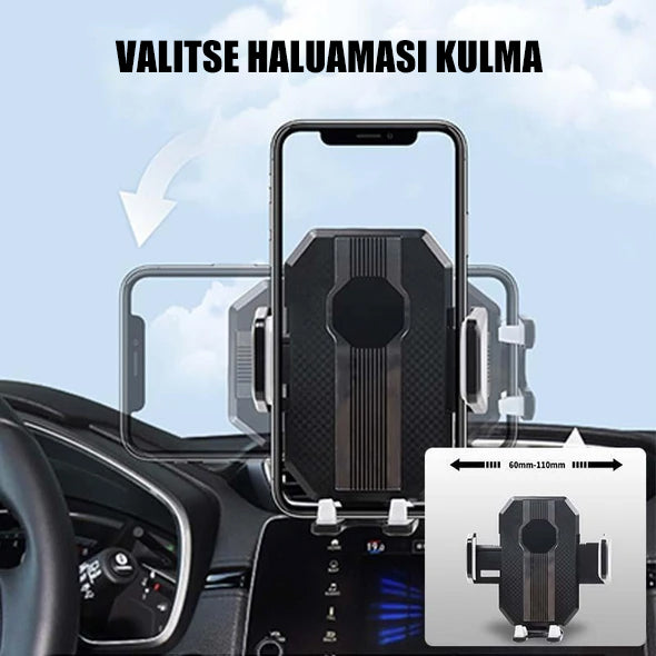 Sort mobilholder til bil med sugekop, moderne design, stærkt greb, 360 graders rotation, tilbehør til bil og værktøj