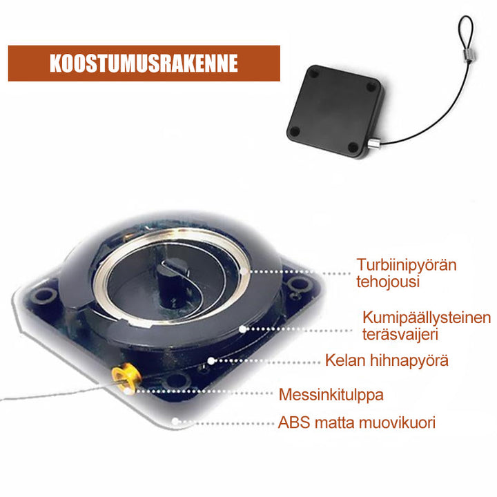Valkoinen ja musta automaattinen ovensuljin, moderni muotoilu, teräsvaijeri, koti- ja liiketiloihin.