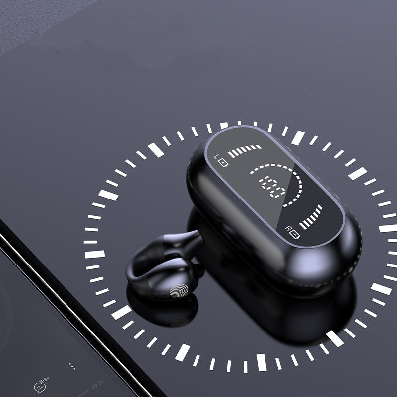Sorte og hvide trådløse Bluetooth-høretelefoner uden skærm, kompakte, fremragende lydkvalitet, teknologi.