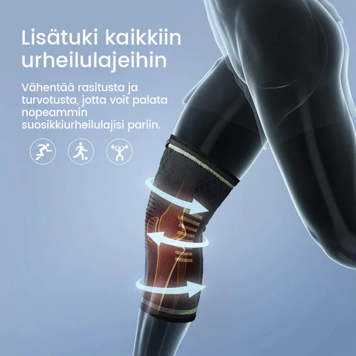 Sort kompressions knæstøtte til sport, unisex, forbedrer ydeevnen og støtter knæene.