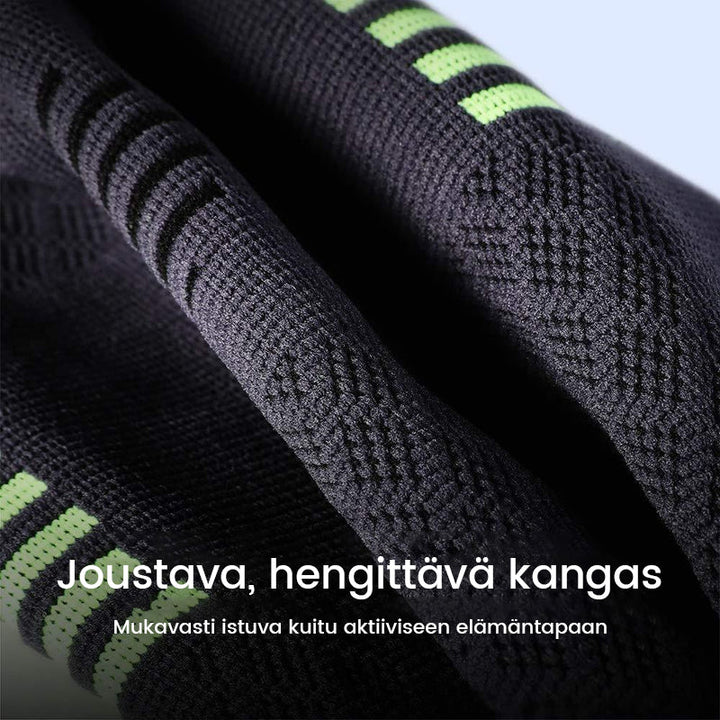 Sort kompressions knæstøtte til sport, unisex, forbedrer ydeevnen og støtter knæene.