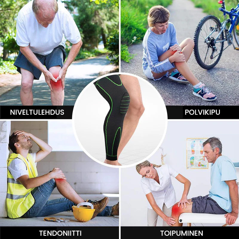Sort kompressions knæstøtte til sport, unisex, forbedrer ydeevnen og støtter knæene.