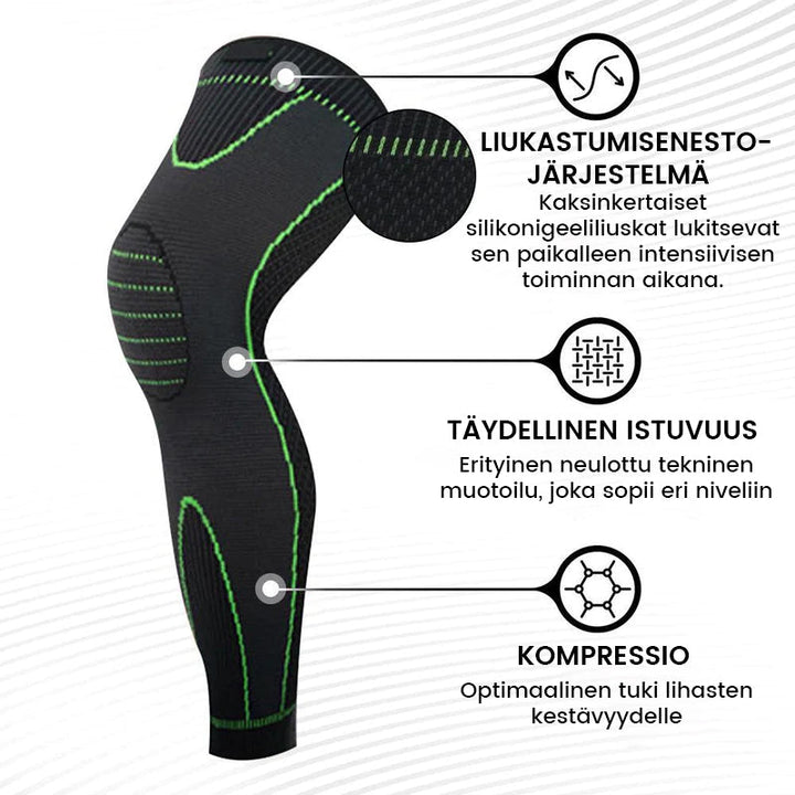 Sort kompressions knæstøtte til sport, unisex, forbedrer ydeevnen og støtter knæene.