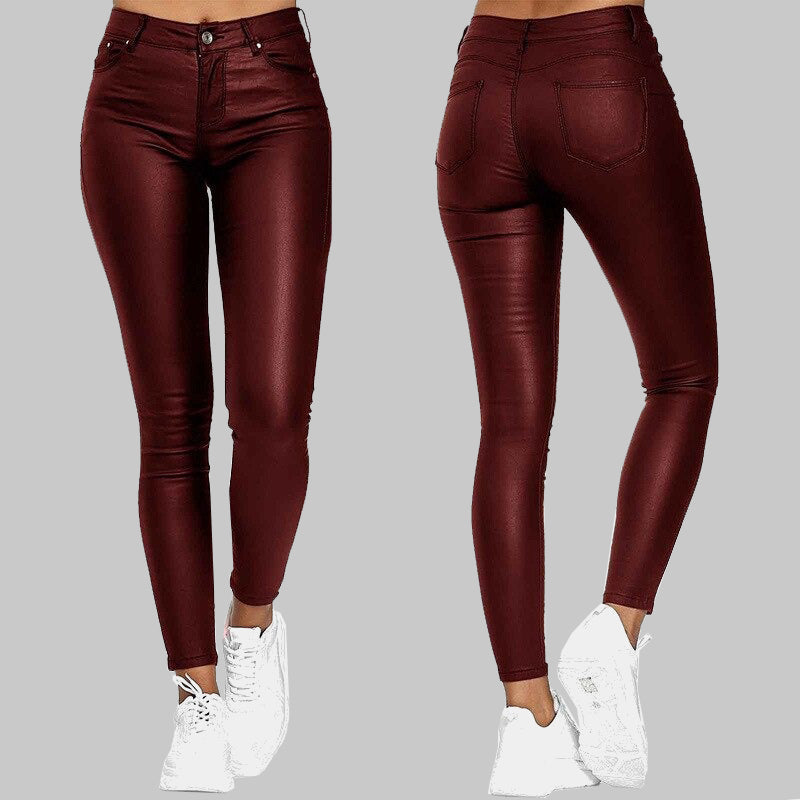 Sorte dame slim fit bukser med høj talje, en flatterende og moderigtig model.