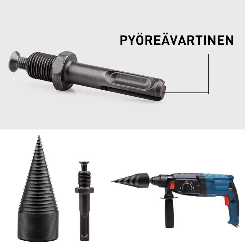 Mænds sorte hexagonal borebit til træspaltning 32mm og 42mm, holdbart og rillet design, effektivt til værktøj.