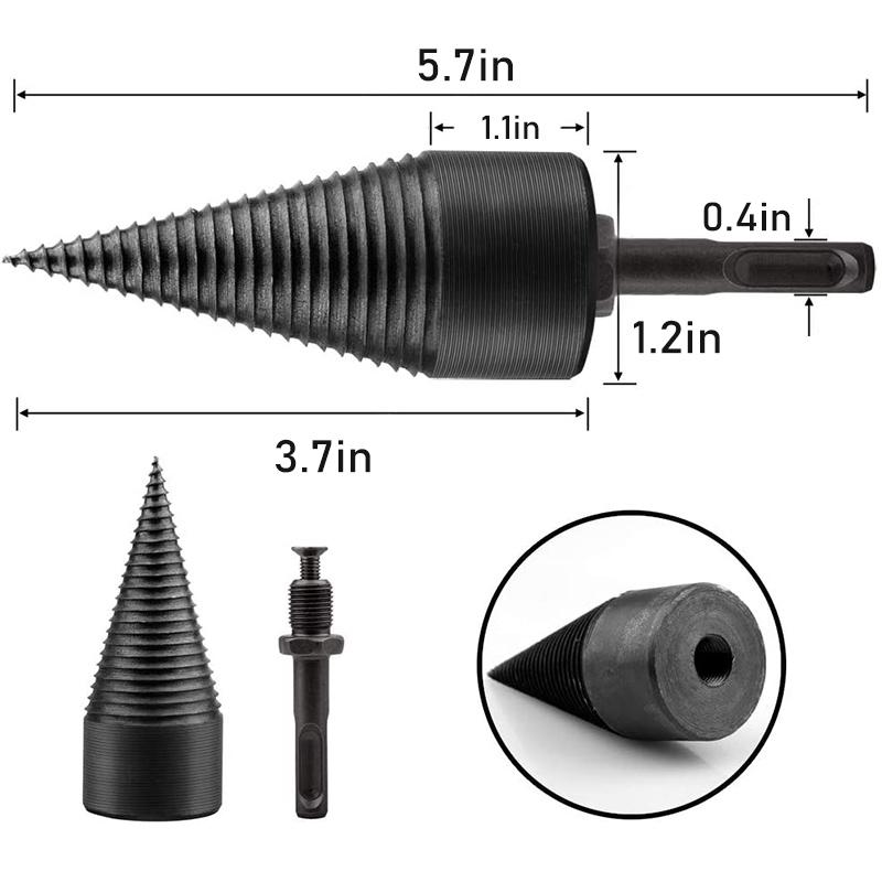 Mænds sorte hexagonal borebit til træspaltning 32mm og 42mm, holdbart og rillet design, effektivt til værktøj.