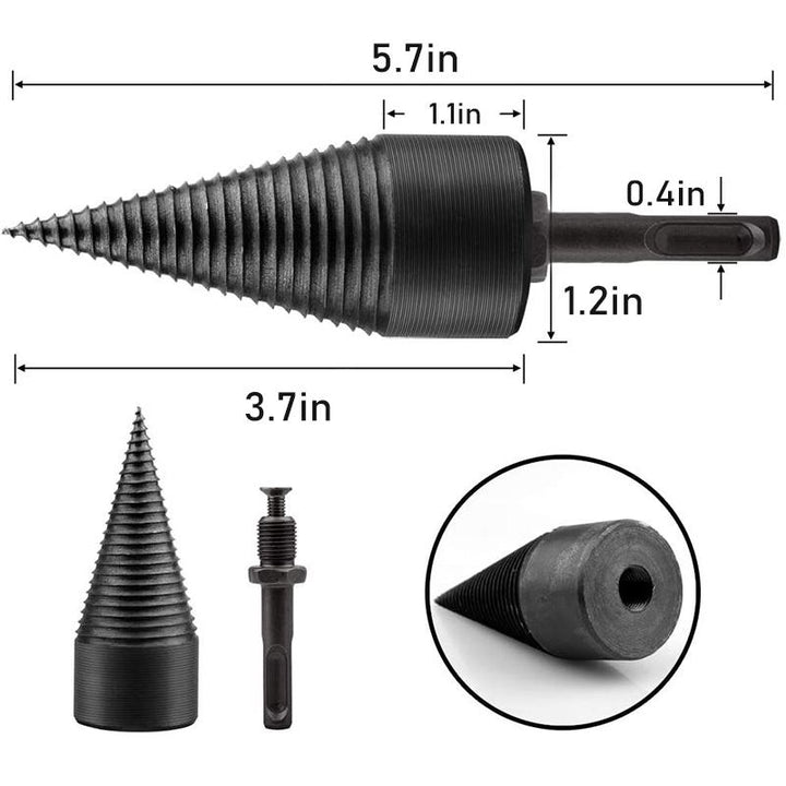 Mænds sorte hexagonal borebit til træspaltning 32mm og 42mm, holdbart og rillet design, effektivt til værktøj.