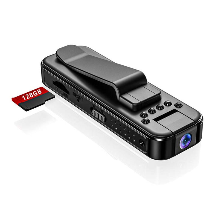 Sort trådløst 1080P mini-kamera med 90 graders vidvinkel linse, lille og diskret design, optager skarpe videoer.