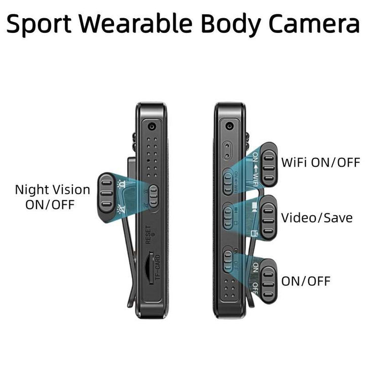 Sort trådløst 1080P mini-kamera med 90 graders vidvinkel linse, lille og diskret design, optager skarpe videoer.