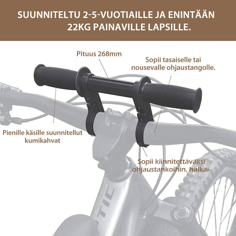 Sort børnecykelsæde med sikkerhedsbøjle, nem at montere, velegnet til børn over 2 år, lavet af robust aluminiumslegering.